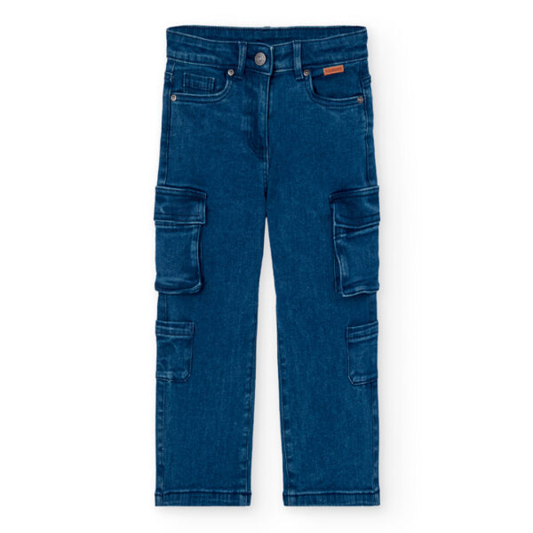 Boboli παιδικό τζιν παντελόνι cargo για κορίτσι 432010 Boboli παιδικό τζιν παντελόνι cargo για κορίτσι 432010