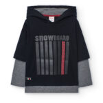 Boboli παιδική μακρυμάνικη μπλούζα με τύπωμα και κουκούλα για αγόρι 532000