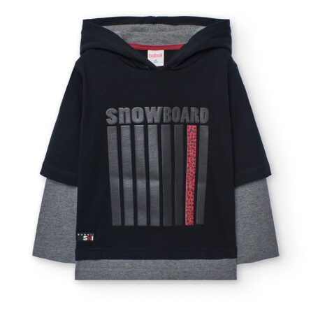 Boboli παιδική μακρυμάνικη μπλούζα με τύπωμα και κουκούλα για αγόρι 532000