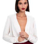 Toi Moi γυναικεία μονόχρωμη κρουαζέ μπλούζα 30-5690-225