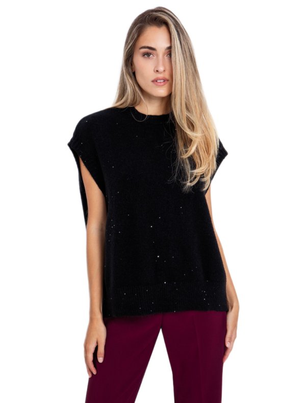 Toi Moi γυναικεία αμάνικη πλεκτή μπλούζα με στρας 70-4867-225 Toi Moi γυναικεία αμάνικη πλεκτή μπλούζα με στρας 70-4867-225