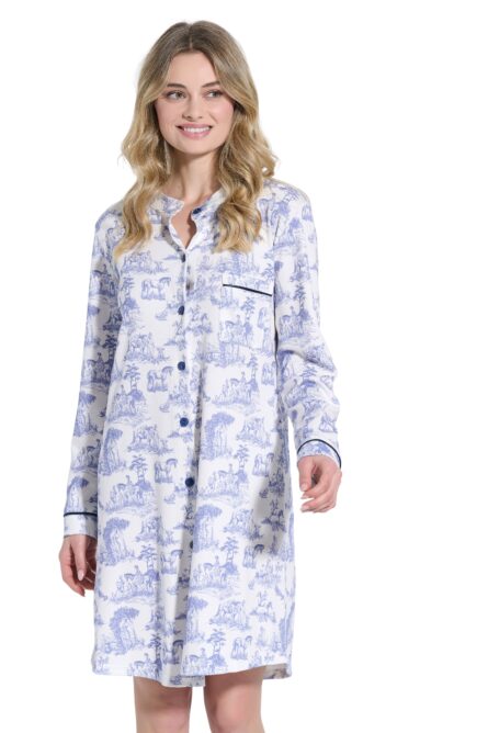 Jeannette γυναικείο κουμπωτό νυχτικό με σχέδια 8118