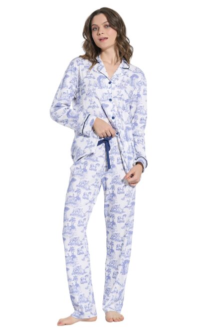 Jeannette γυναικεία κουμπωτή πυζάμα σχέδια 8120