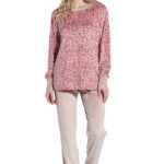 Jeannette γυναικεία βελούδινη πυζάμα εμπριμέ 8129