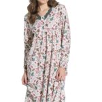 Jeannette γυναικείο νυχτικό με πατιλέτα,δαντέλα και φύλλα 8137