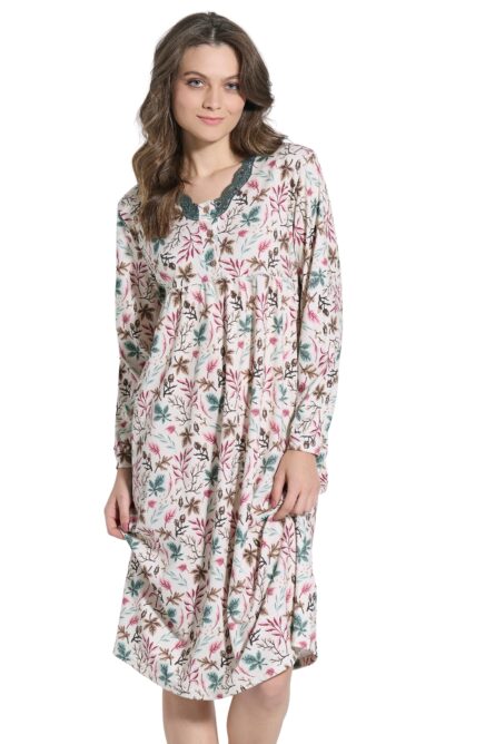 Jeannette γυναικείο νυχτικό με πατιλέτα,δαντέλα και φύλλα 8137