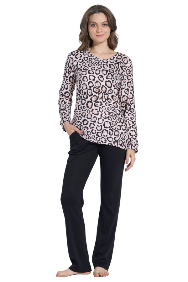 Jeannette γυναικεία πυζάμα animal print και στρας 8145