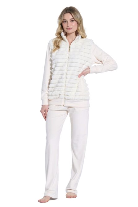 Jeannette γυναικεία βελούδινη φόρμα με γούνα 8162