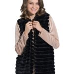 Jeannette γυναικείο αμάνικο γούνινο τζάκετ 8165