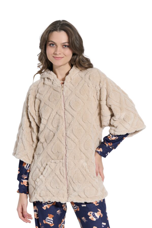 Jeannette γυναικεία fleece ρόμπα με καρδιές 8171
