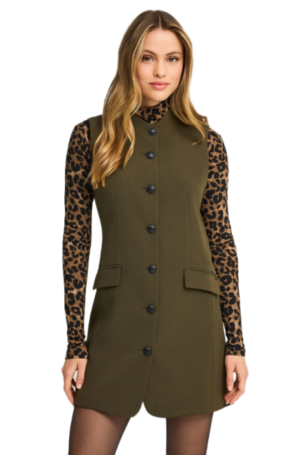 Funky Buddha γυναικείο μίνι αμάνικο φόρεμα με κουμπιά FBL012-129-13