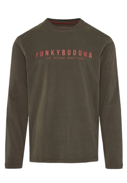 Funky Buddha ανδρικό μακρυμάνικο t-shirt τύπωμα FBM012-002-07