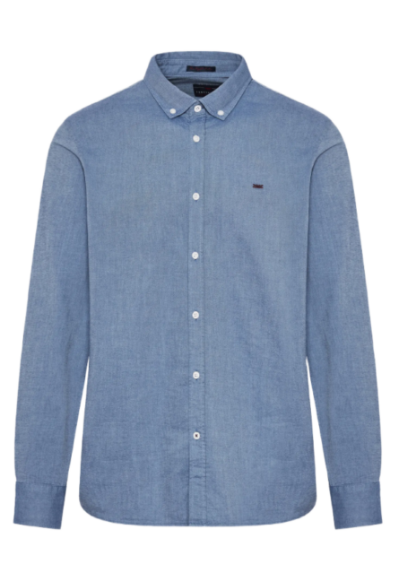 Funky Buddha ανδρικό μονόχρωμο πουκάμισο basic FBM012-001-05