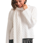 Funky Buddha γυναικείο πλεκτό πουλόβερ με κασκόλ FBL012-130-09