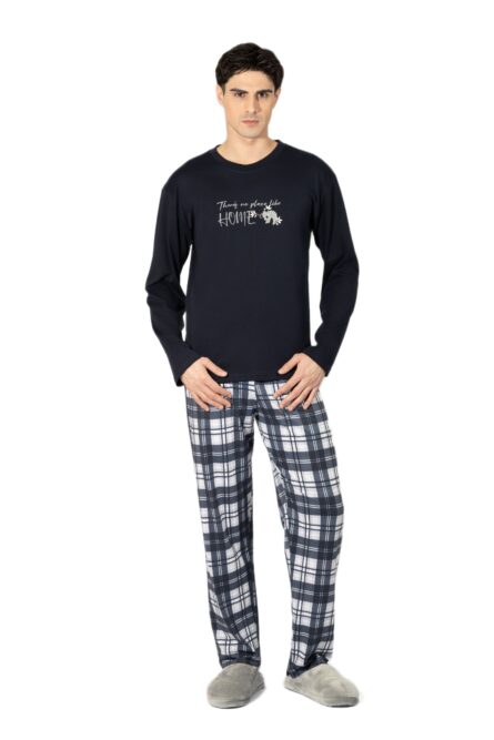Harmony ανδρική χειμερινή πυζάμα παντελόνι καρό 809310