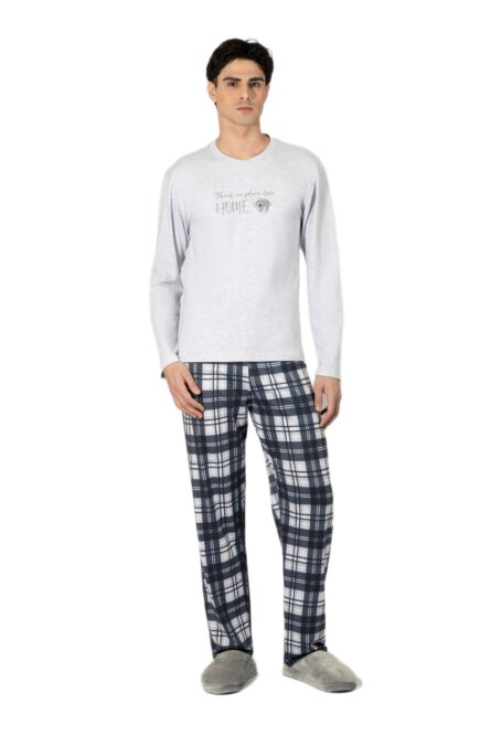 Harmony ανδρική χειμερινή πυζάμα παντελόνι καρό 809310