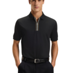 Boss ανδρική μπλούζα πόλο με πατιλέτα και φερμουάρ 50543880