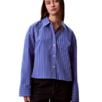 Calvin Klein γυναικείο ριγέ cropped πουκάμισο LV047C118G