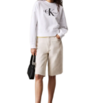 Calvin Klein γυναικεία cropped μπλούζα φούτερ με μονόγραμμα LV047B234G