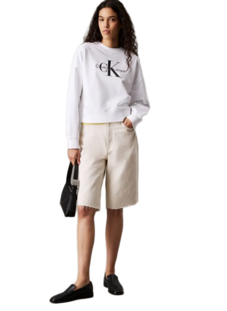 Calvin Klein γυναικεία cropped μπλούζα φούτερ με μονόγραμμα LV047B234G