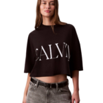 Calvin Klein γυναικεία μπλούζα cropped με γραφικό λογότυπο LV047D206G