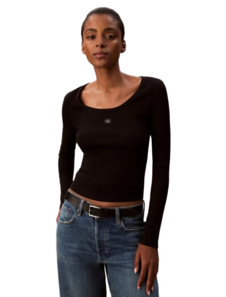 Calvin Klein γυναικεία ριμπ μπλούζα μακρυμάνικη LV047D218G