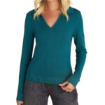 Attrattivo γυναικεία πλεκτή μπλούζα με γιακά 9P20349E