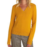 Attrattivo γυναικεία πλεκτή μπλούζα με γιακά 9P20349E