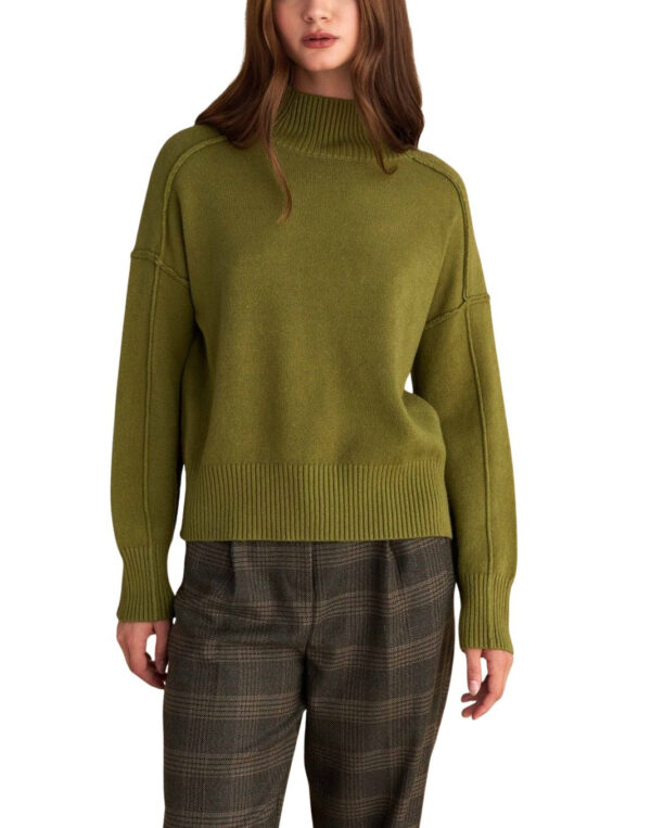 Attrattivo γυναικεία πλεκτή μονόχρωμη μπλούζα 9P22855