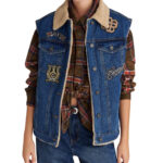 Attrattivo γυναικείο τζιν γιλέκο με γούνινη επένδυση 9921684