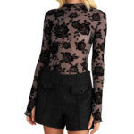 Attrattivo γυναικείο see-through κορμάκι με βελούδινα λουλούδια 9921675