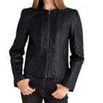 Attrattivo γυναικείο μπουφάν δερματίνη με λεπτομέρειες 9921736