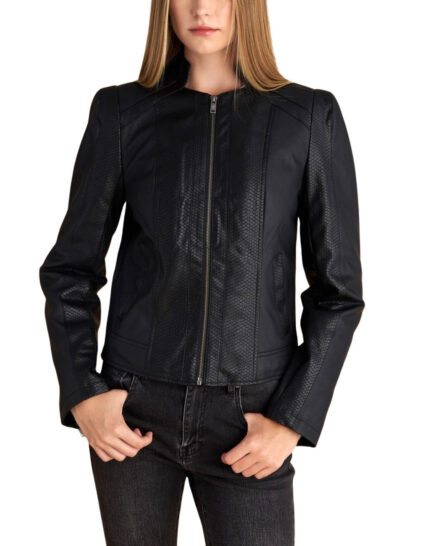 Attrattivo γυναικείο μπουφάν δερματίνη με λεπτομέρειες 9921736