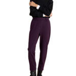 Attrattivo γυναικείο υφασμάτινο παντελόνι με λάστιχο και ρεβέρ 9910559J