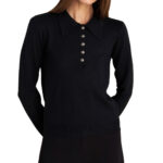 Attrattivo γυναικεία μονόχρωμη πλεκτή μπλούζα 9P23204