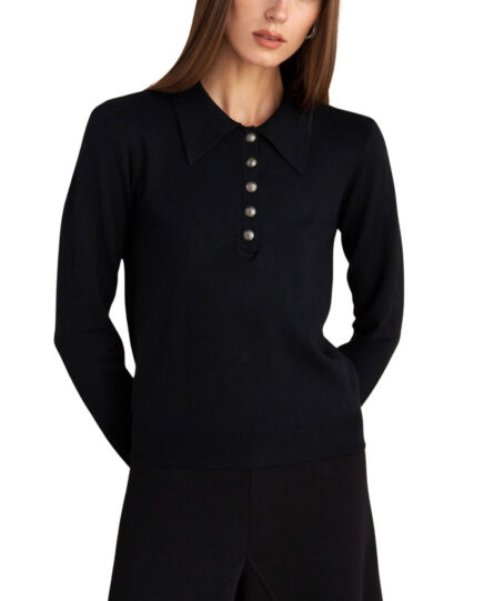 Attrattivo γυναικεία μονόχρωμη πλεκτή μπλούζα 9P23204