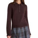 Attrattivo γυναικεία μονόχρωμη πλεκτή μπλούζα 9P23204C