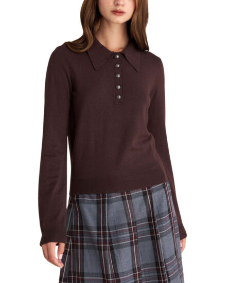 Attrattivo γυναικεία μονόχρωμη πλεκτή μπλούζα 9P23204C