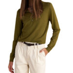 Attrattivo γυναικεία μονόχρωμη πλεκτή μπλούζα 9P23204C