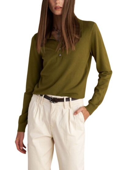 Attrattivo γυναικεία μονόχρωμη πλεκτή μπλούζα 9P23204C