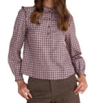 Attrattivo γυναικείο καρό τοπ με βολάν 92179263