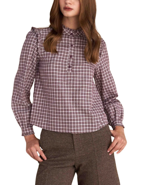 Attrattivo γυναικείο καρό τοπ με βολάν 92179263