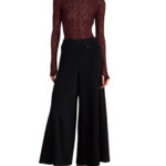 Attrattivo γυναικεία μονόχρωμη παντελόνα με ελαστική μέση 92273035