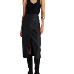 Attrattivo γυναικεία φούστα μίντι δερματίνη 9921532