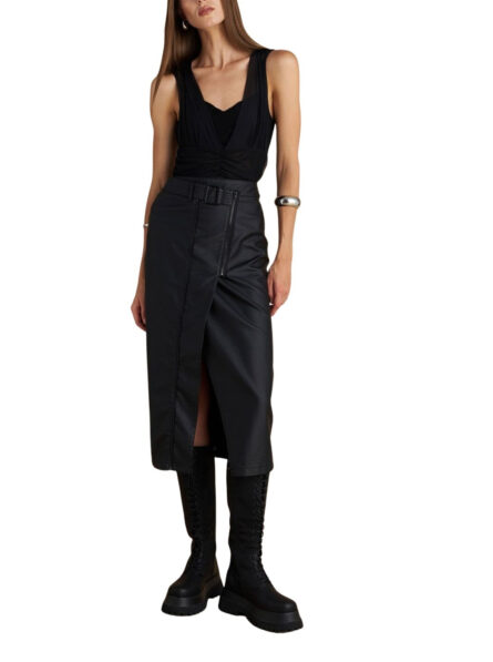 Attrattivo γυναικεία φούστα μίντι δερματίνη 9921532