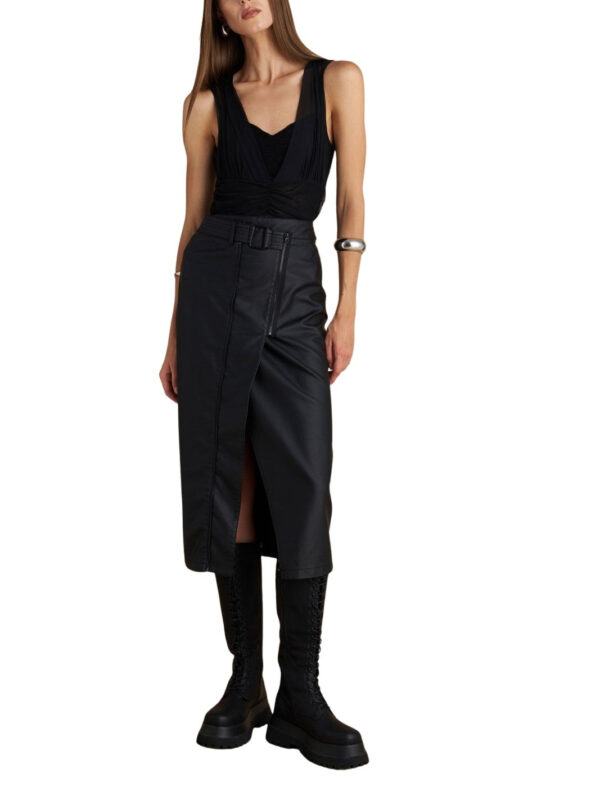 Attrattivo γυναικεία φούστα μίντι δερματίνη 9921532