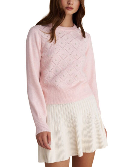 Attrattivo γυναικεία πλεκτή μπλούζα με πέρλες 9P22956