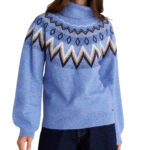 Attrattivo γυναικεία πλεκτή ζακάρ μπλούζα ζιβάγκο 9P22967