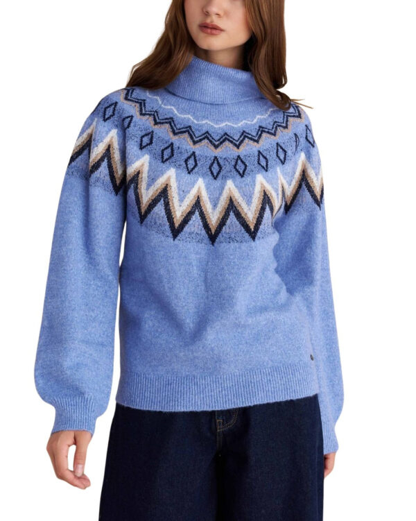 Attrattivo γυναικεία πλεκτή ζακάρ μπλούζα ζιβάγκο 9P22967