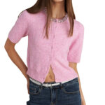 Attrattivo γυναικεία πλεκτή ζακέτα με διακοσμητικά 9P23085